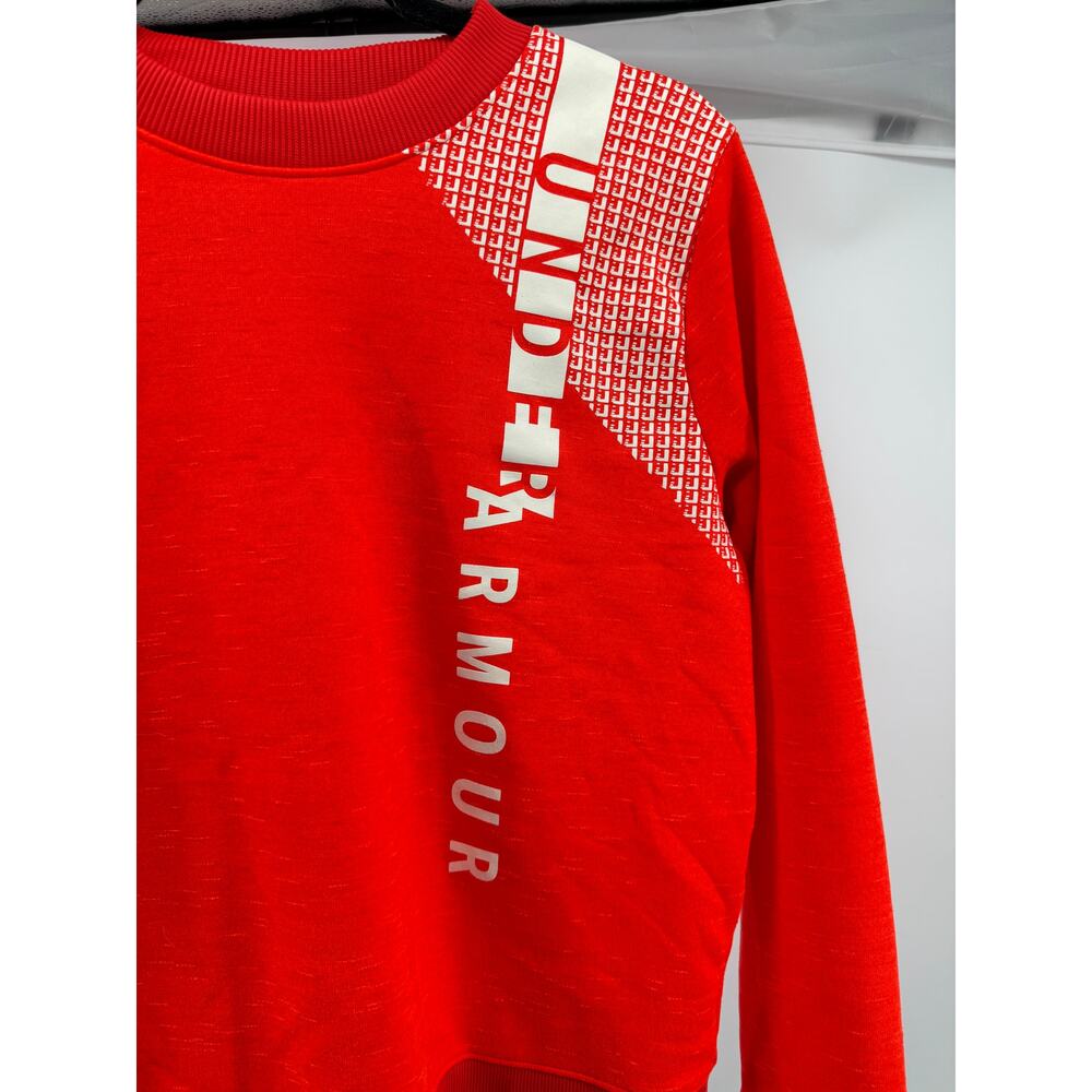 Under Armour ColdGear Sweatshirt Neon Logo Pullover Athletic Crewneck M - Picture 4 of 6